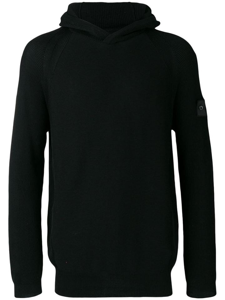 Stone Island Shadow Project Ribbed Hooded Jumper - Black