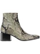 Acne Studios Snake Print Ankle Boots - Green
