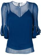 See By Chloé Draped Detail Sheer Blouse - Blue