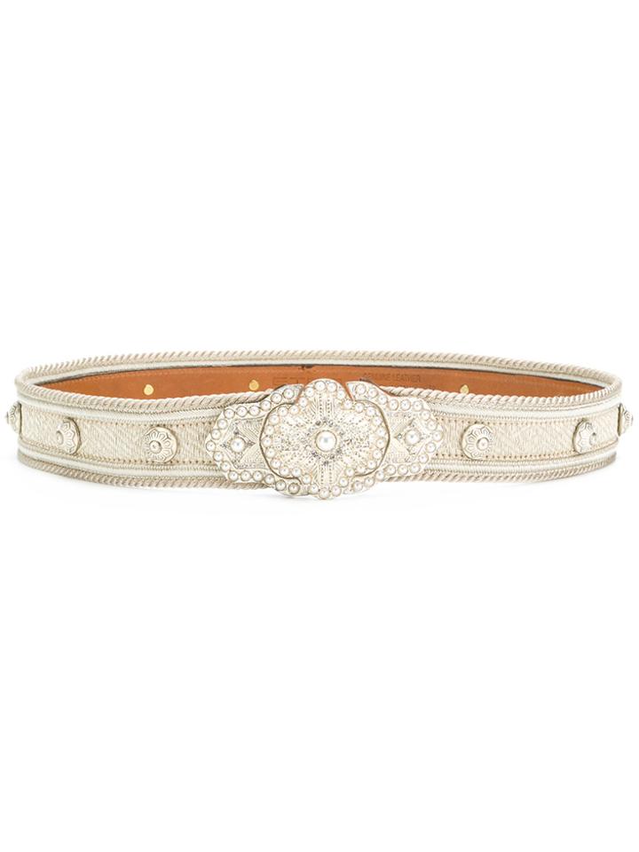 Etro Faux Pearl Encrusted Belt - Nude & Neutrals