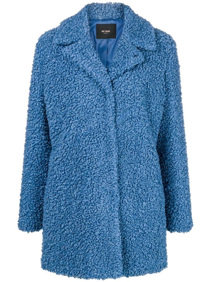 Twin-set Faux Fur Midi Coat - Blue