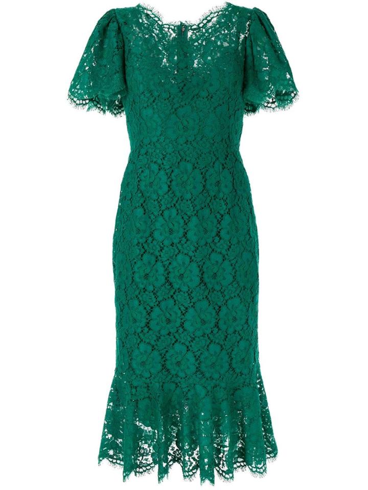 Dolce & Gabbana Lace Midi Dress - Green