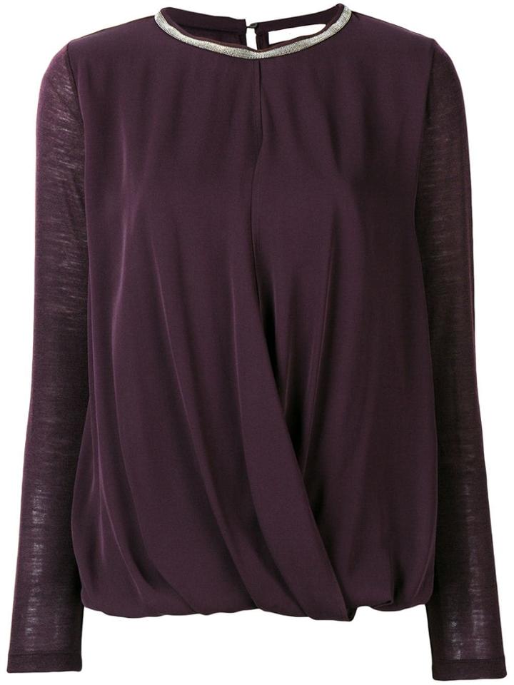 Fabiana Filippi Long-sleeve Draped Top - Pink & Purple