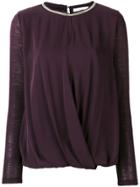 Fabiana Filippi Long-sleeve Draped Top - Pink & Purple