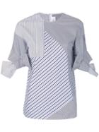 Victoria Victoria Beckham - Asymmetric Striped Shirt - Women - Cotton/polyester - 6, White, Cotton/polyester