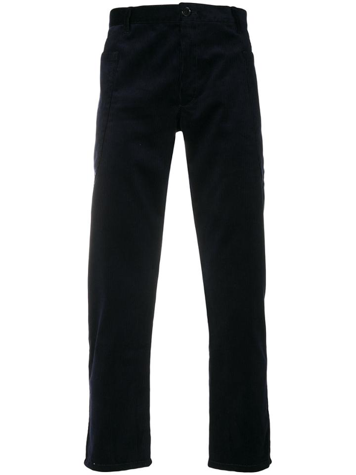 Comme Des Garçons Shirt Corduroy Cropped Trousers - Blue