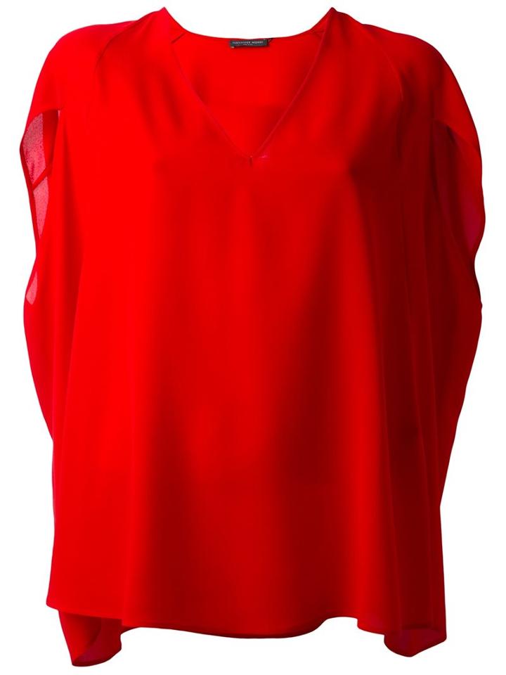 Alexander Mcqueen Cape Blouse, Women's, Size: 44, Red, Silk