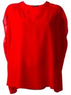 Alexander Mcqueen Cape Blouse, Women's, Size: 44, Red, Silk