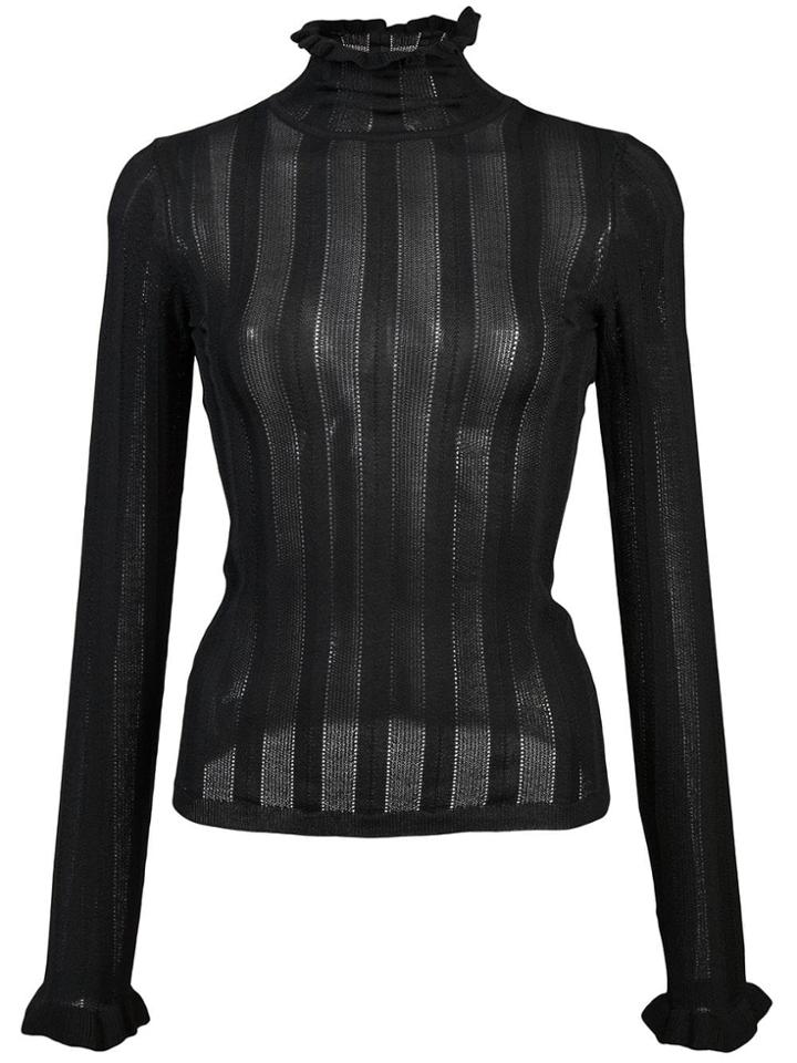 Cinq A Sept Sheer Striped Sweater - Black