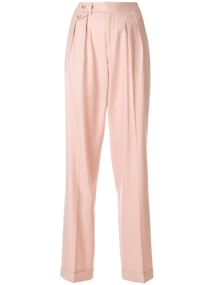 Pt01 Pleat Detail Tailored Trousers - Pink & Purple