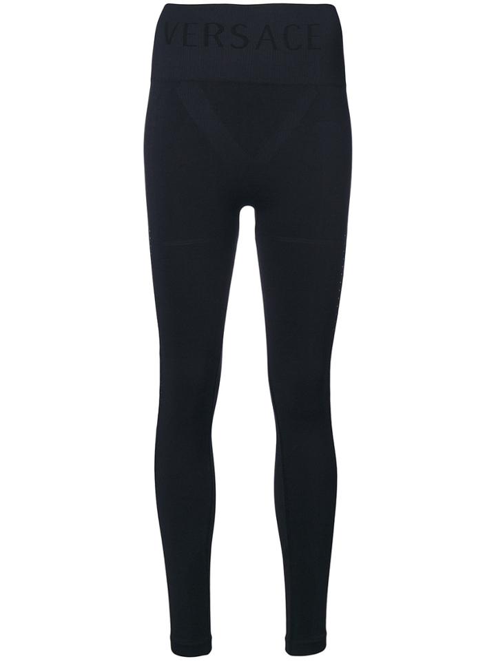 Versace Ribbed Leggings - Black