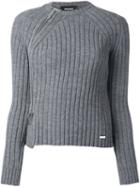 Dsquared2 Zipped Rib Knit Jumper, Women's, Size: Large, Grey, Polyester/wool