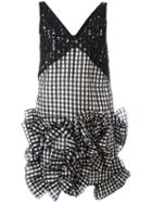 Msgm Gingham Ruffle Dress, Women's, Size: 40, Black, Cotton/polyamide/polyester