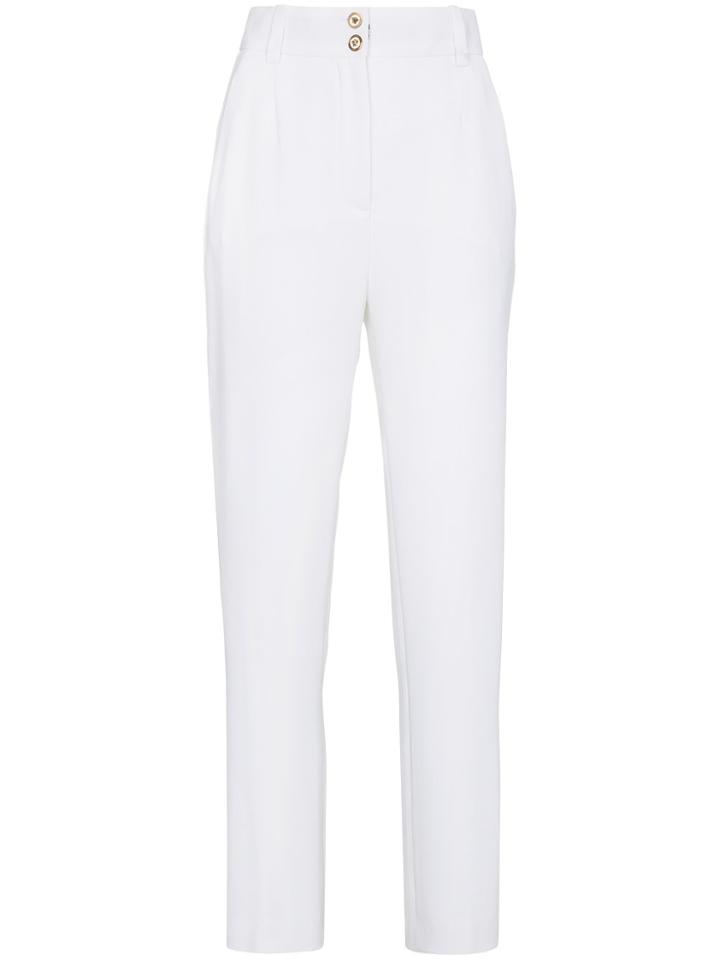 Versace Mid Rise Slim Leg Trousers - White