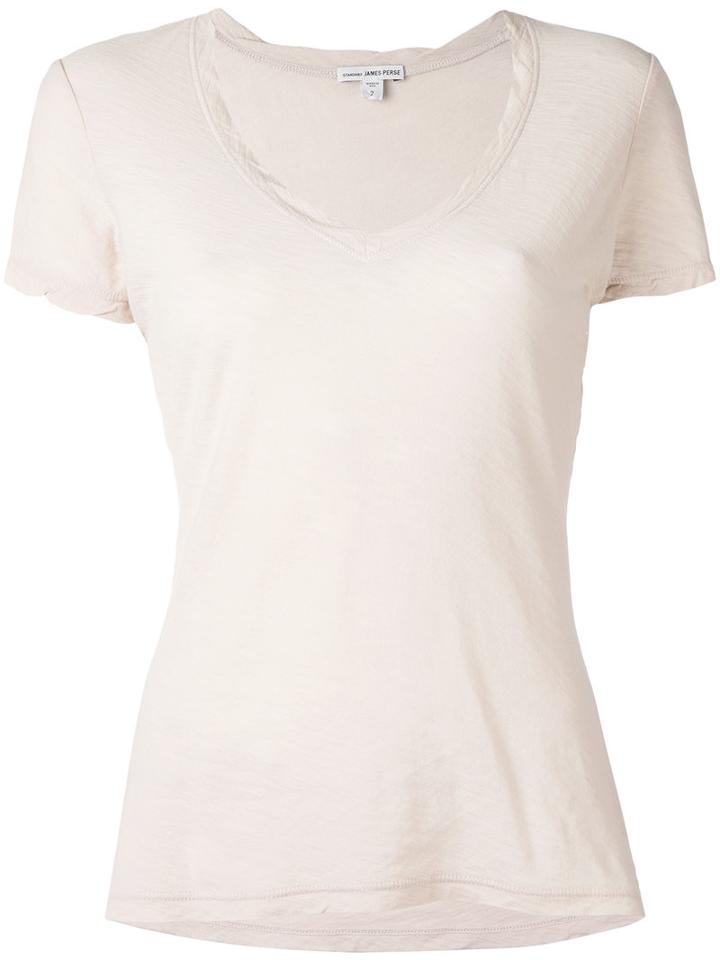 James Perse - V-neck T-shirt - Women - Cotton - 2, Nude/neutrals, Cotton