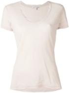James Perse - V-neck T-shirt - Women - Cotton - 2, Nude/neutrals, Cotton