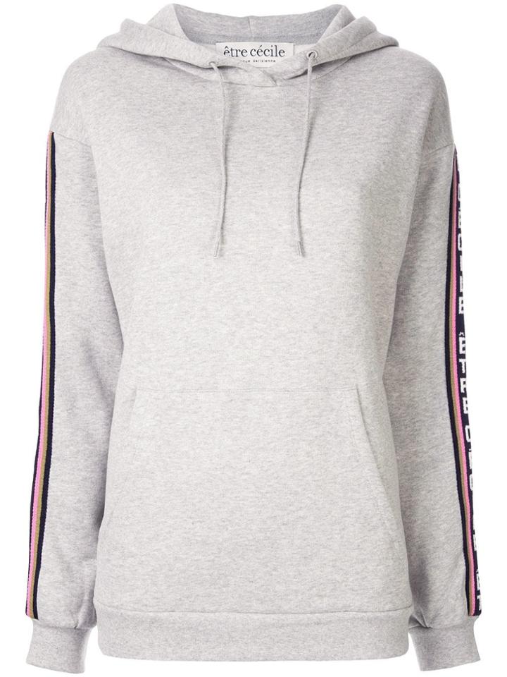 Être Cécile Logo Stripe Hoodie - Grey