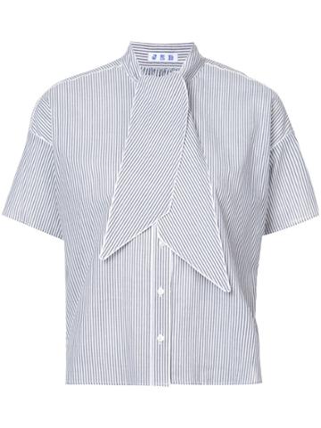 Jed Striped Tie Neck Shirt - Grey