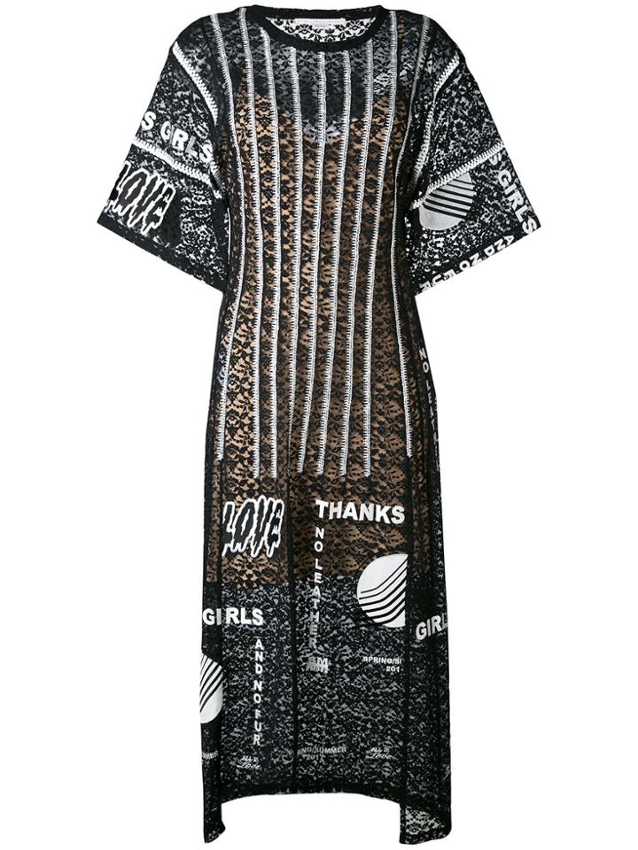 Stella Mccartney Thanks Girls Print Midi Dress - Black