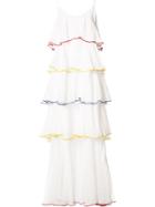 Lisa Marie Fernandez Pleat Trim Flared Dress - White