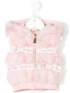 Lapin House Faux Fur Logo Band Detail Hooded Gilet - Pink