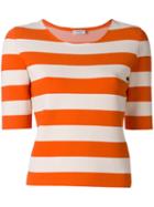 Akris Punto - Striped T-shirt - Women - Polyester/viscose - 36, Women's, Yellow/orange, Polyester/viscose