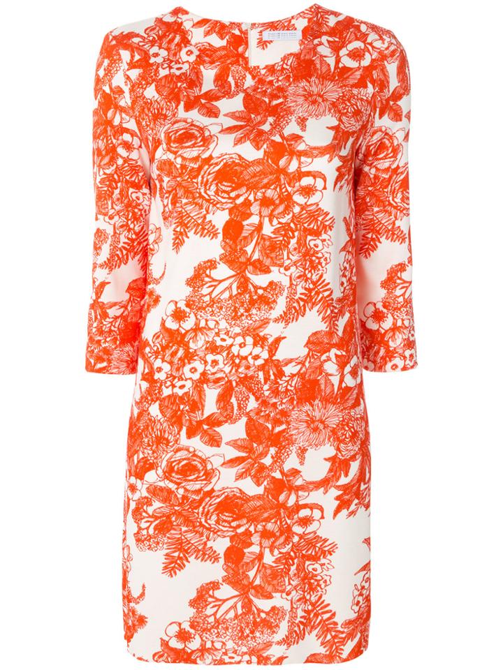 Harris Wharf London Floral Cropped Sleeve Mini Dress - Yellow & Orange