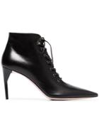 Miu Miu 85 Lace-up Leather Ankle Boots - Black