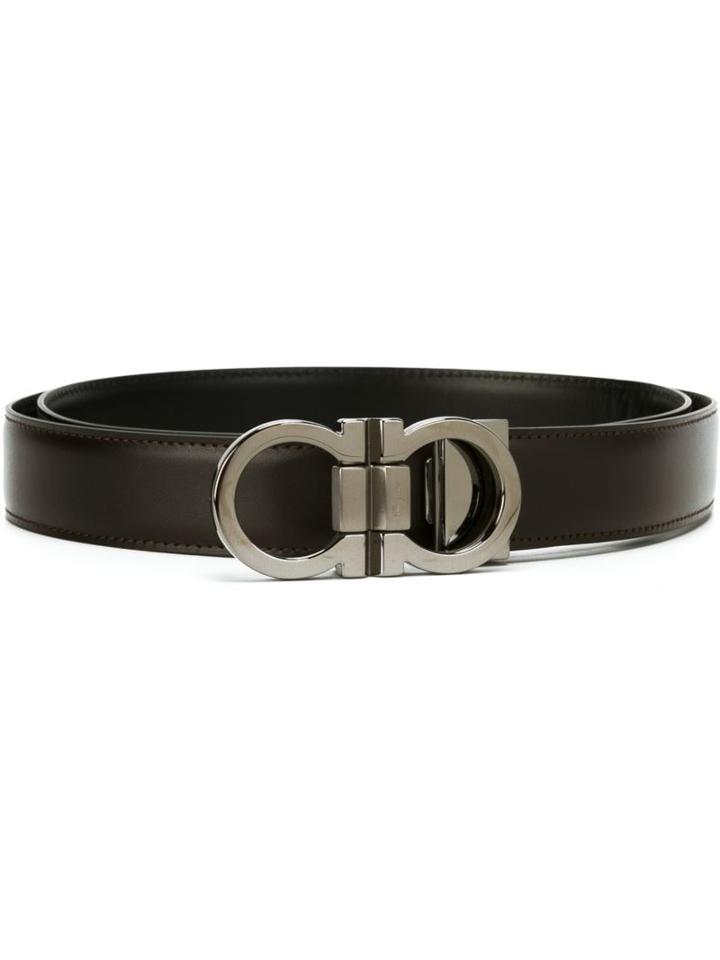 Salvatore Ferragamo Gancini Buckle Belt, Men's, Size: 110, Brown, Leather