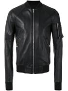 Rick Owens Raglan Bomber Jacket, Men's, Size: 52, Black, Cotton/goat Skin/cupro/virgin Wool