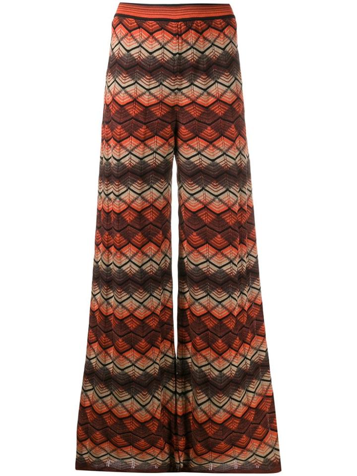 M Missoni Geometric Wide Leg Trousers - Red
