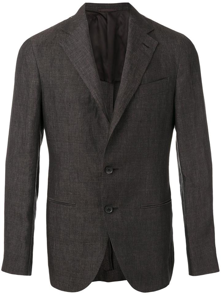 Caruso - Classic Blazer - Men - Linen/flax/cupro - 50, Grey, Linen/flax/cupro
