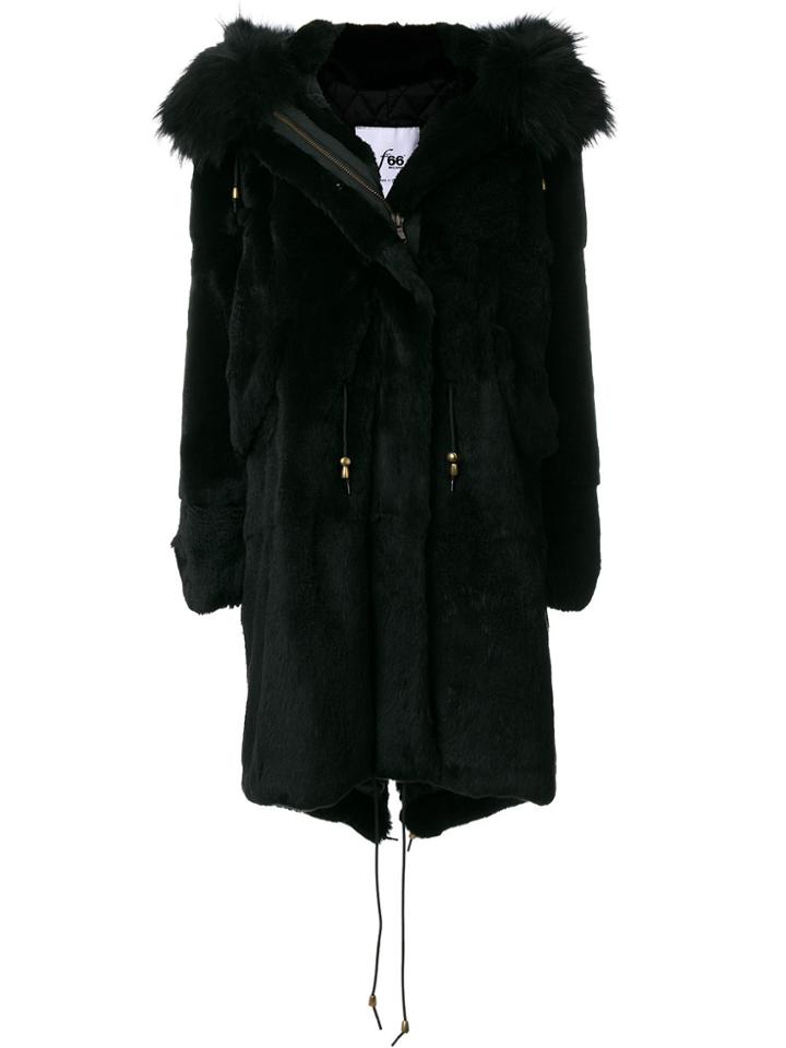 Furs66 Rabbit Fur Parka - Black