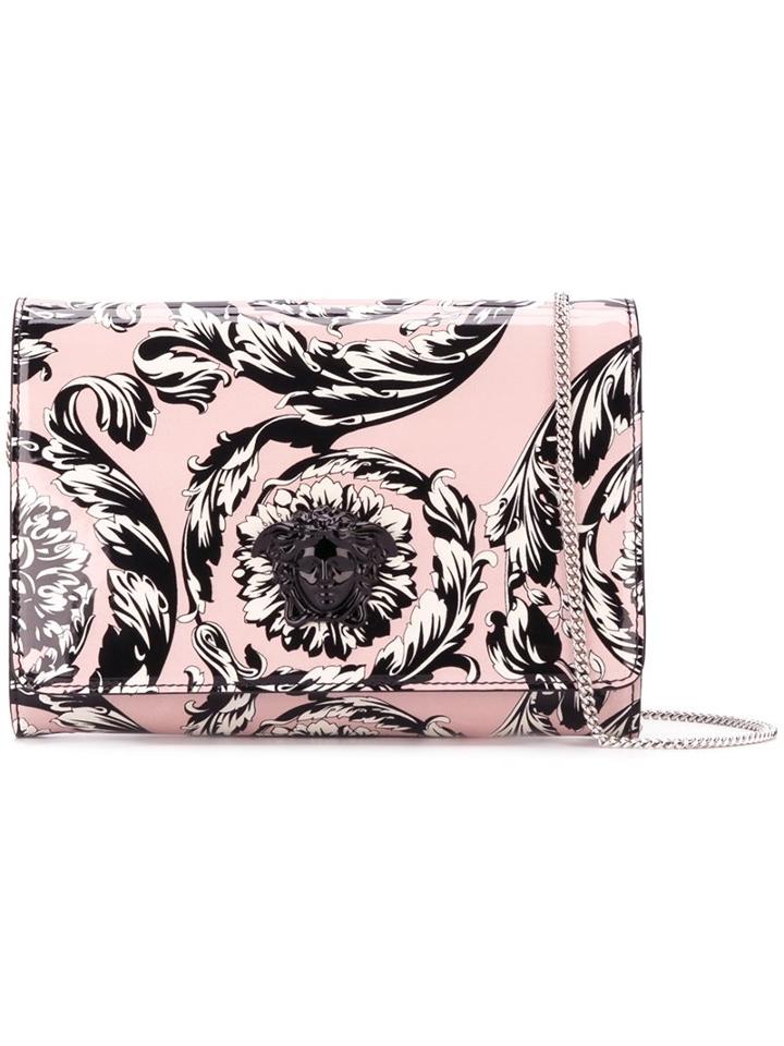 Versace 'palazzo Medusa' Patent Foldover Clutch, Women's, Pink/purple, Patent Leather