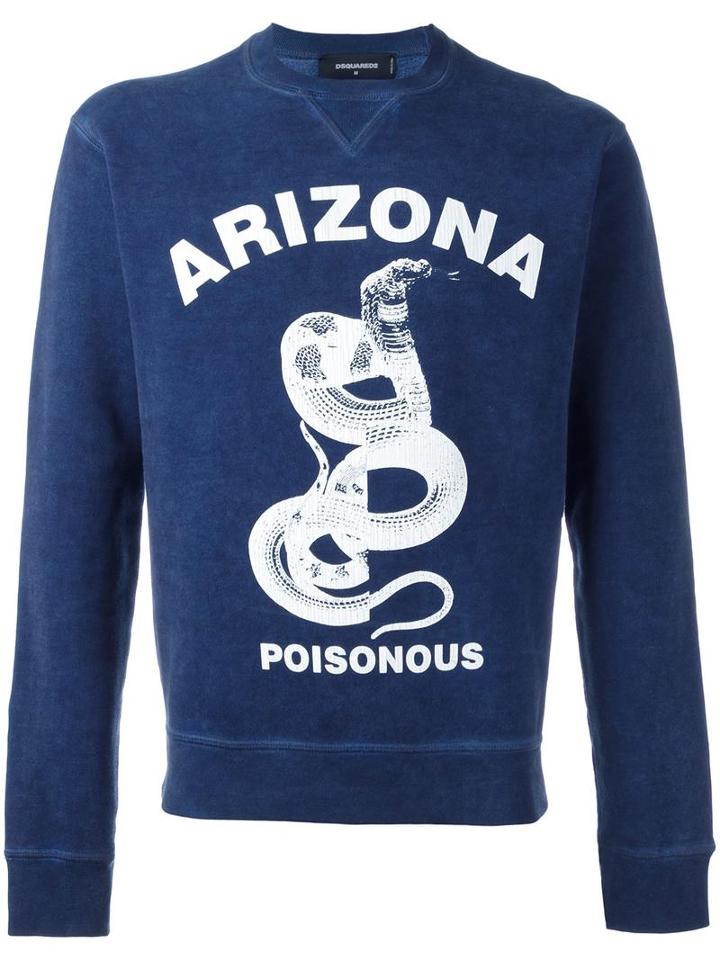 Dsquared2 Arizona Poisonous Snake Sweatshirt, Men's, Size: Xl, Blue, Cotton