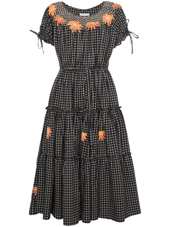 Innika Choo Daisy Smock Gingham Dress - Black