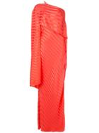 Michelle Mason One-shoulder Cape Gown - Red