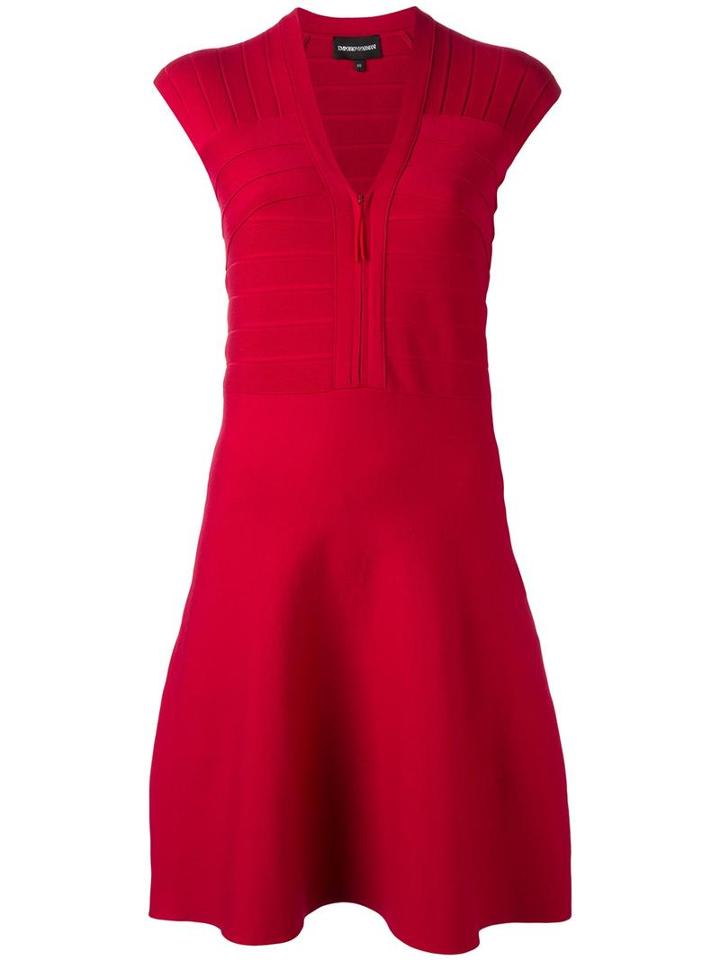 Emporio Armani V-neck Dress, Women's, Size: 42, Pink/purple, Polyamide/spandex/elastane/virgin Wool