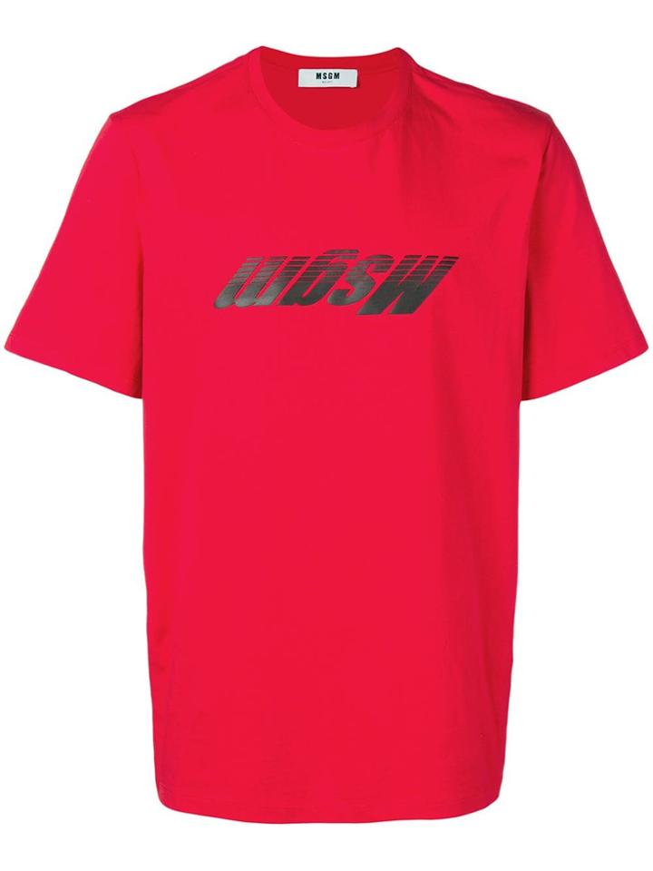 Msgm Inverted Logo T-shirt - Red