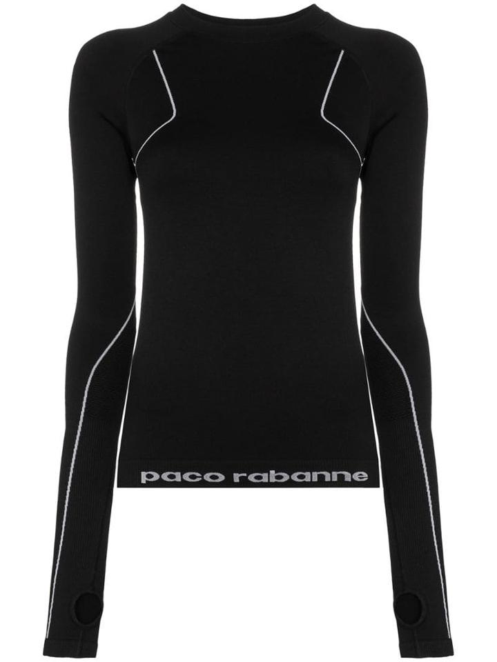 Paco Rabanne Logo Print Running Top - Black