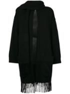 Salvatore Ferragamo - Fringed Cardigan With Scarf - Women - Cashmere/virgin Wool - M, Black, Cashmere/virgin Wool