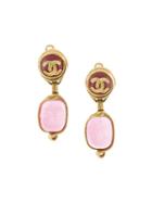 Chanel Vintage Cc Logo Gripoix Clip-on Earrings, Women's, Pink/purple