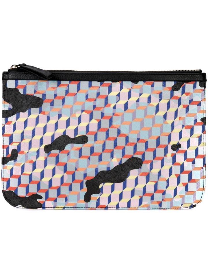 Pierre Hardy - Geometric Print Clutch - Unisex - Calf Leather/canvas - One Size, Black, Calf Leather/canvas