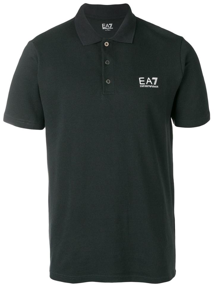Ea7 Emporio Armani Logo Print Polo Shirt - Blue