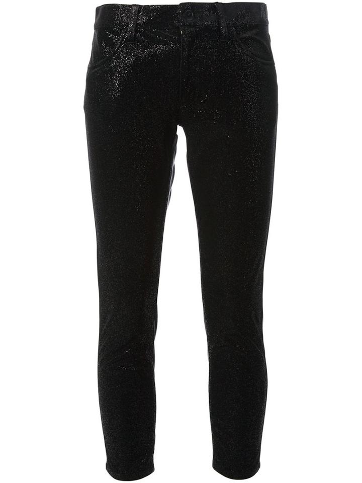 Junya Watanabe Comme Des Garçons Cropped Glitter Trousers, Women's, Size: Small, Black, Nylon/polyester/polyurethane