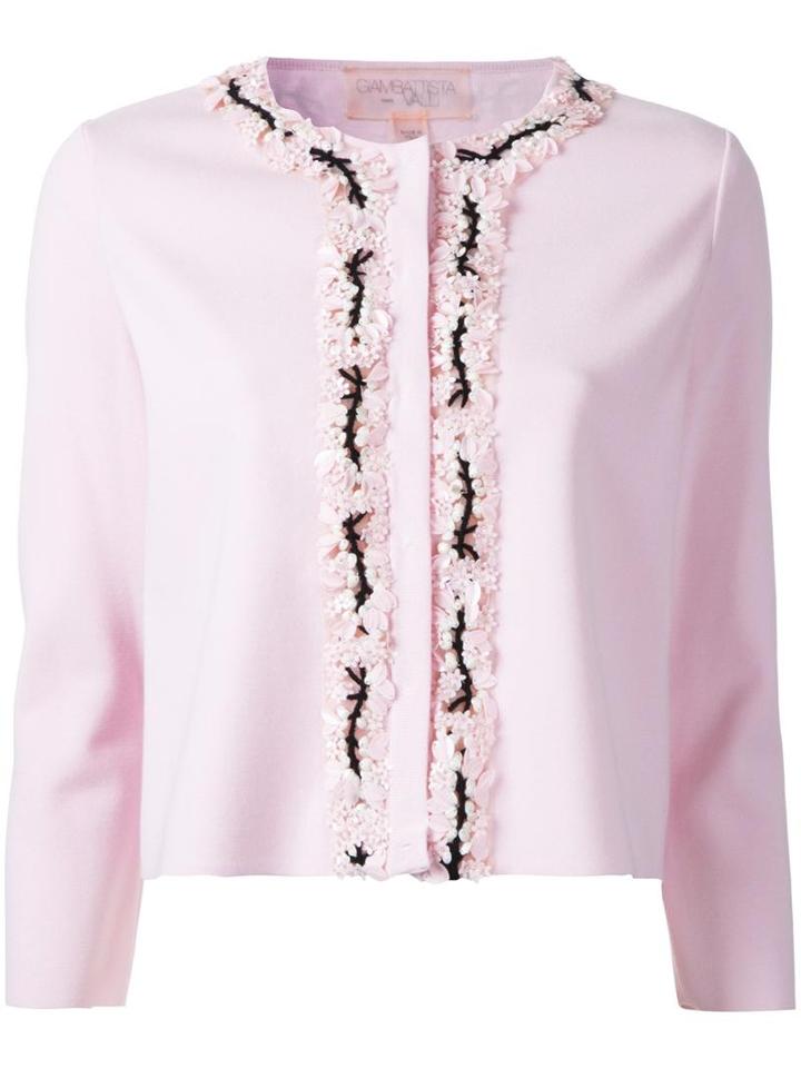 Giambattista Valli Embroidered Trim Jacket, Women's, Size: 42, Pink/purple, Rayon/polyester
