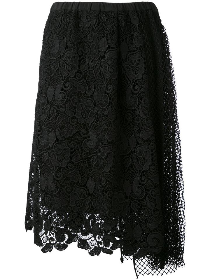 No21 - Lace And Mesh Skirt - Women - Silk/polyester/acetate - 40, Black, Silk/polyester/acetate