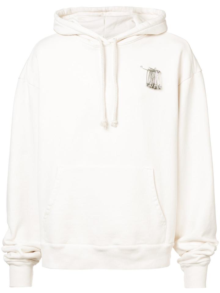 424 Fairfax Oversized Safety Pin Hoodie - White