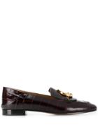 Chloé Chloé C Crocodile-effect Loafers - Red