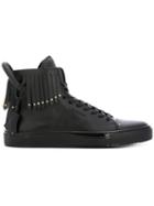 Buscemi 125mm Fringed High-top Sneakers, Men's, Size: 9, Black, Leather/rubber